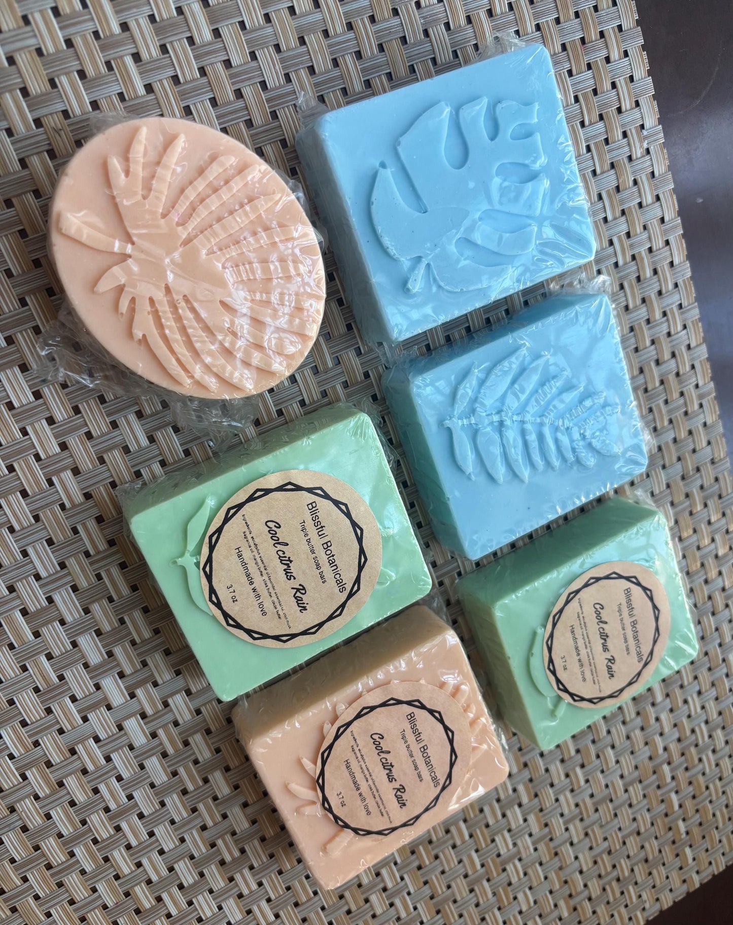 Handmade Triple Butter Soap Bar: Shea, Cocoa, Mango – Moisturizing Citrus Rain