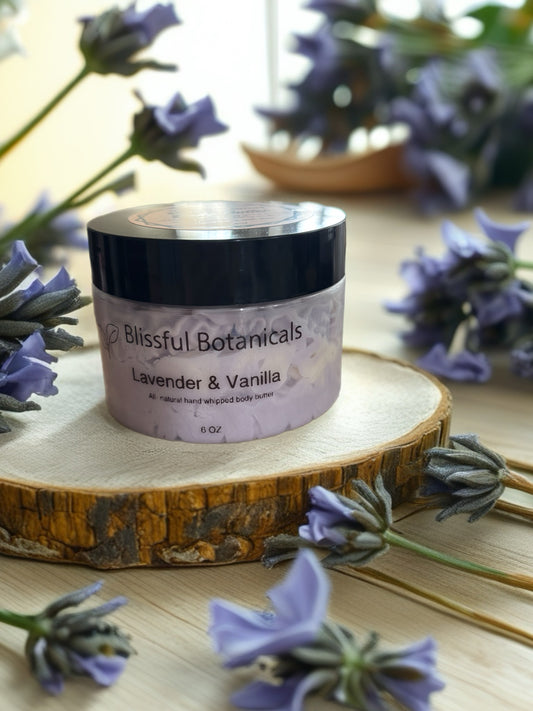 Lavender & Vanilla handmade whipped body butter made with Shea butter